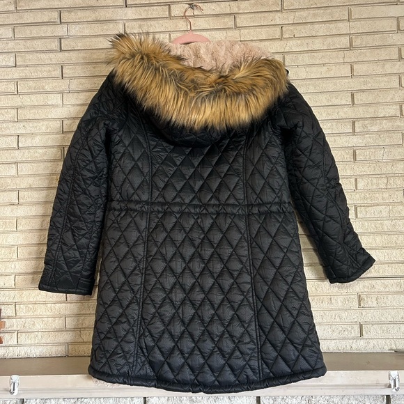 Bebe quilted black anorak puffer jacket with fur hood - Picture 8 of 11